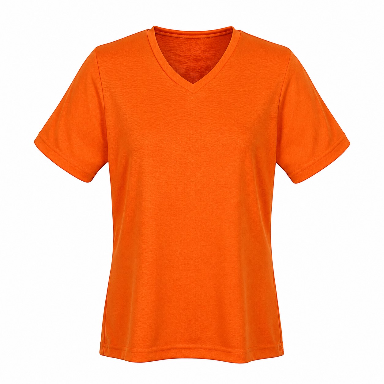 Ladies Mesh Polyester V Neck Shirt — Orange
