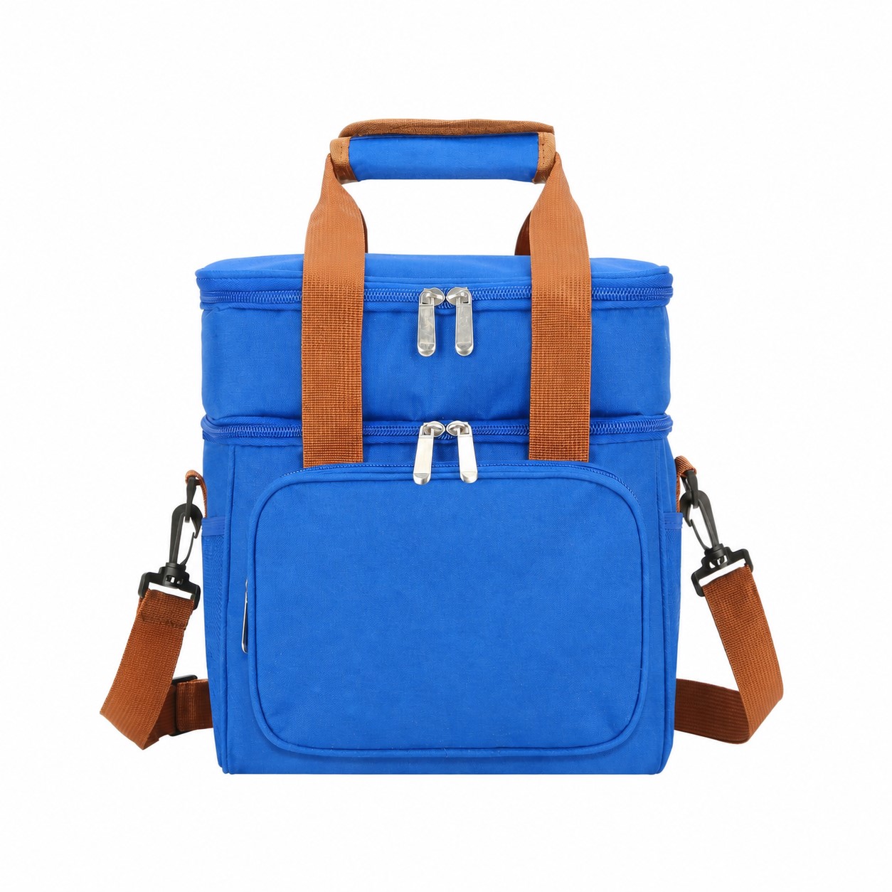 300D Polyester Double-Deck Insulated Lunch Bag — Blue