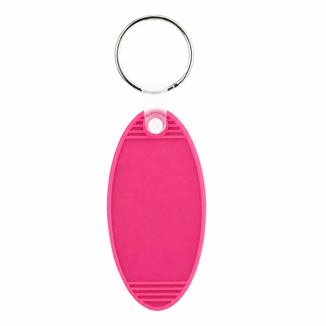 Retro Oval Plastic Keytag Ring — Rose Red