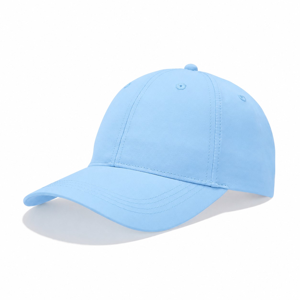 Six-Panel Quick-Dry Polyester Cap — Light Sky Blue