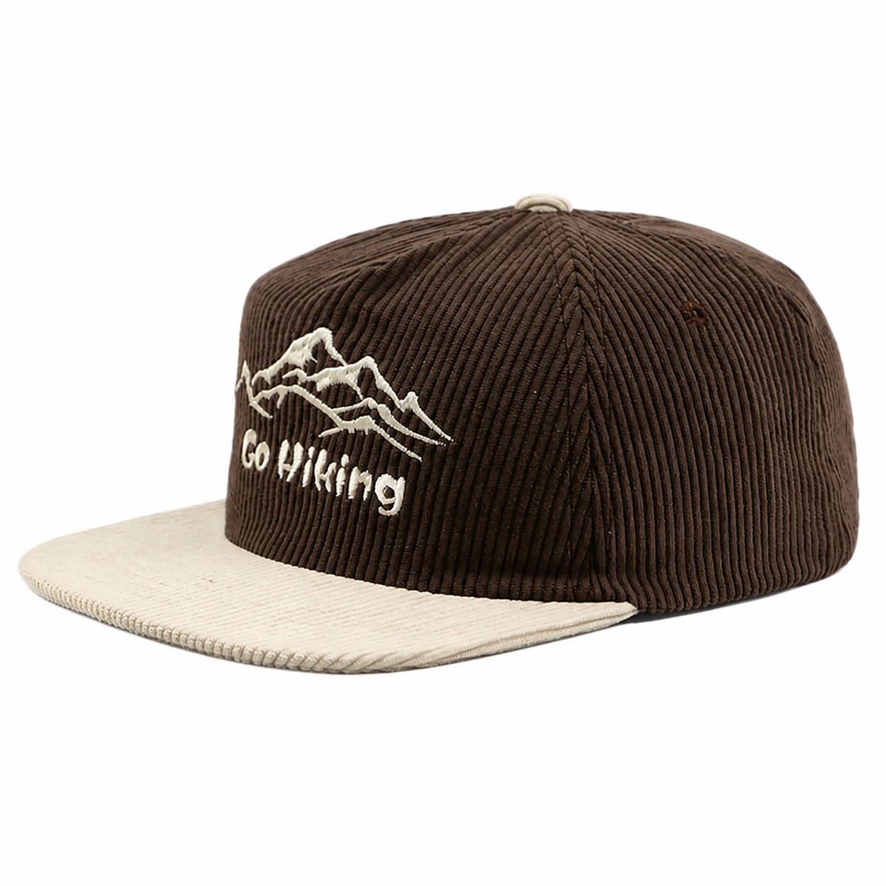 Corduroy Flat Brim Cap — Coffee Brown
