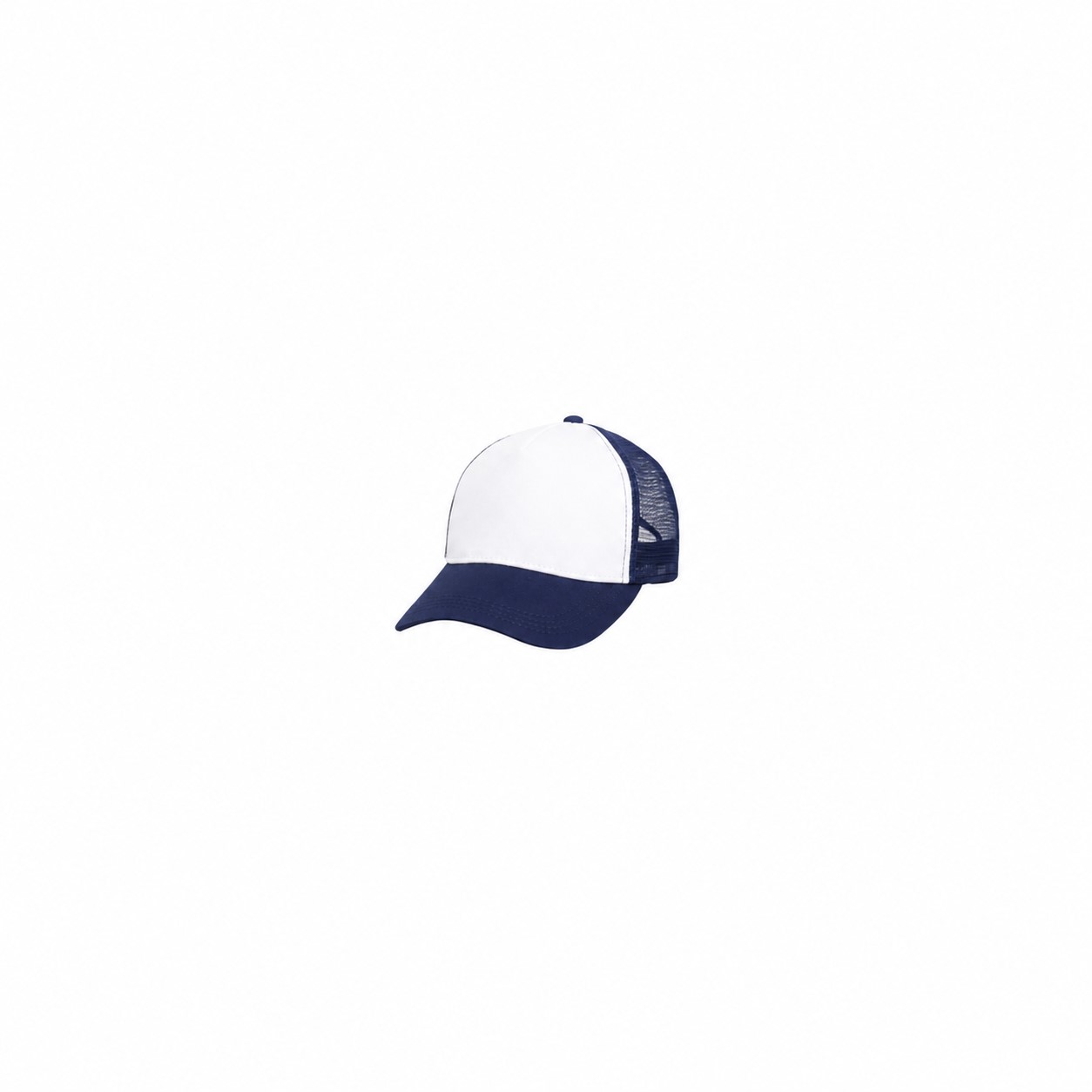 Structured Five Panel Trucker Cap — White/Navy Blue
