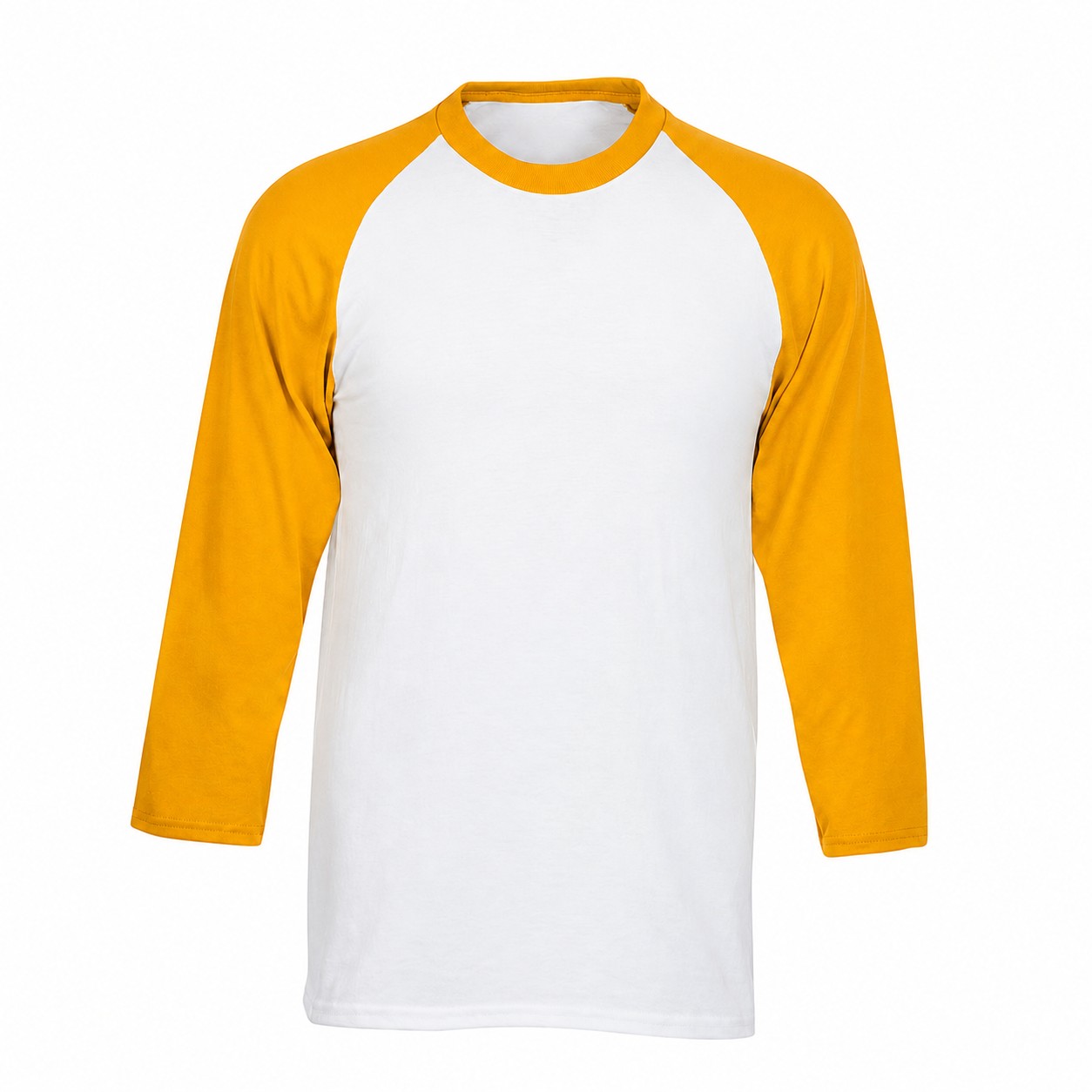 Contrast Sleeve Cotton Polyester Baseball Shirt — Gold