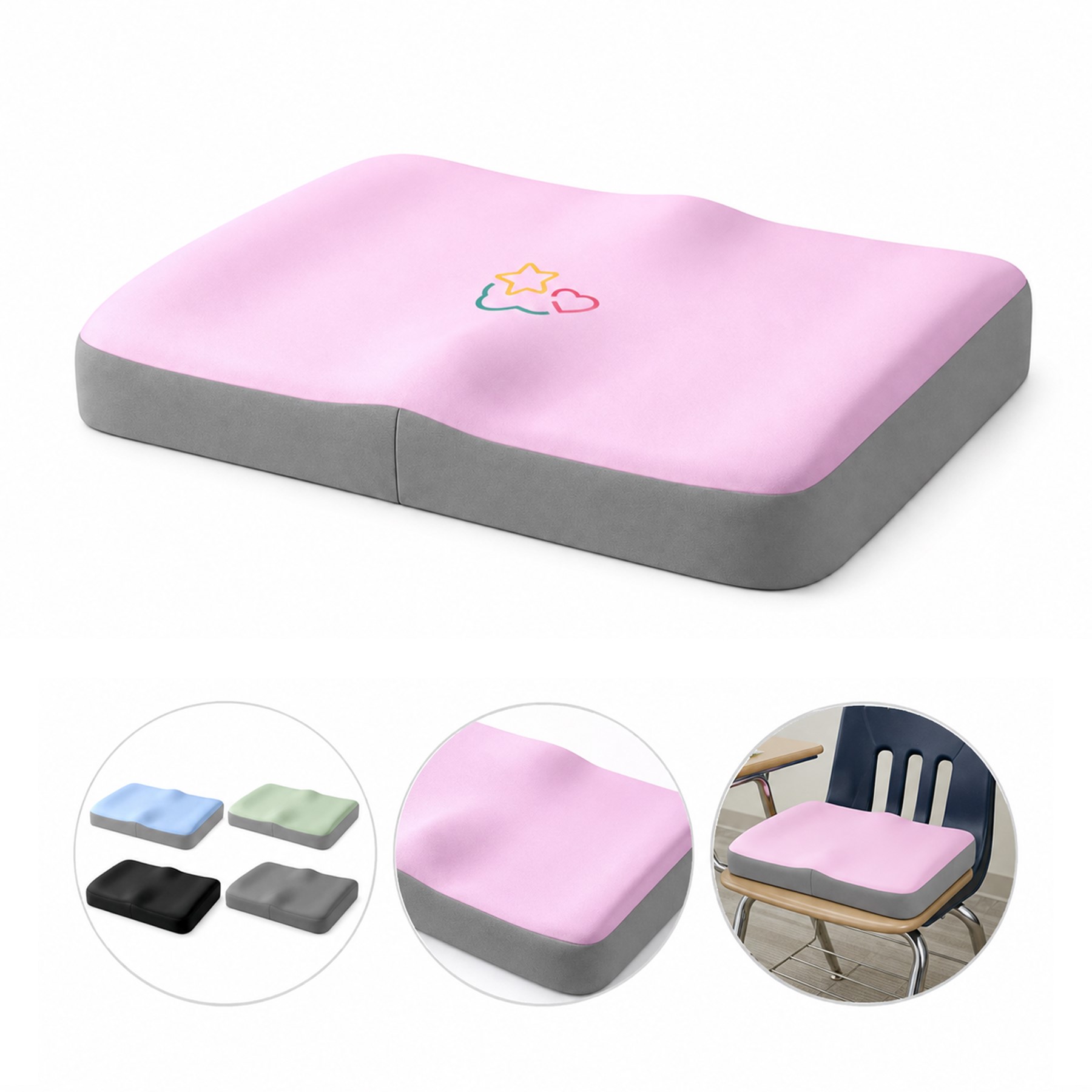 Contoured Memory Foam Student Booster Cushion