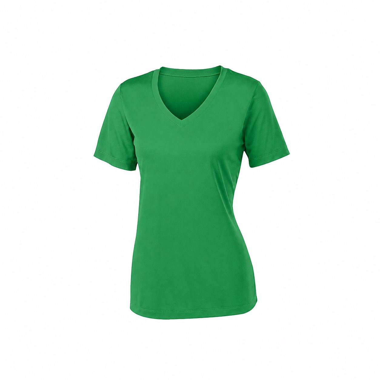 Ladies Polyester V Neck Athletic Tee — Green