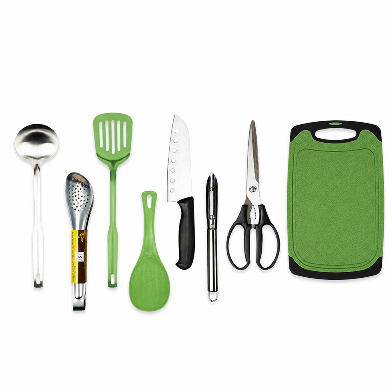 Eight Piece Camping Kitchenware Set — Green
