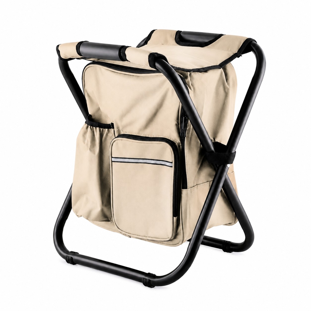 Insulated Backpack Folding Camp Chair — Beige