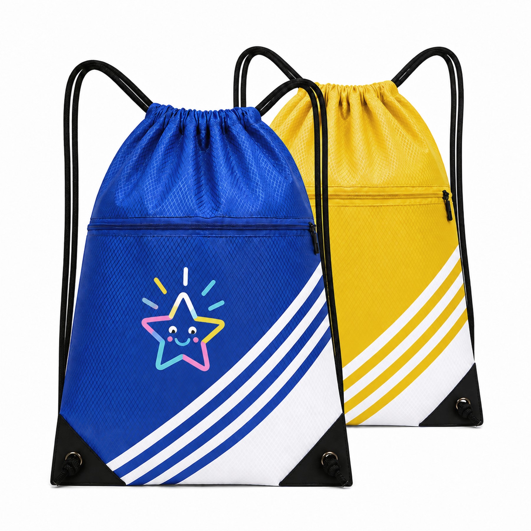 Waterproof Nylon Drawstring Backpack With Front Zipper