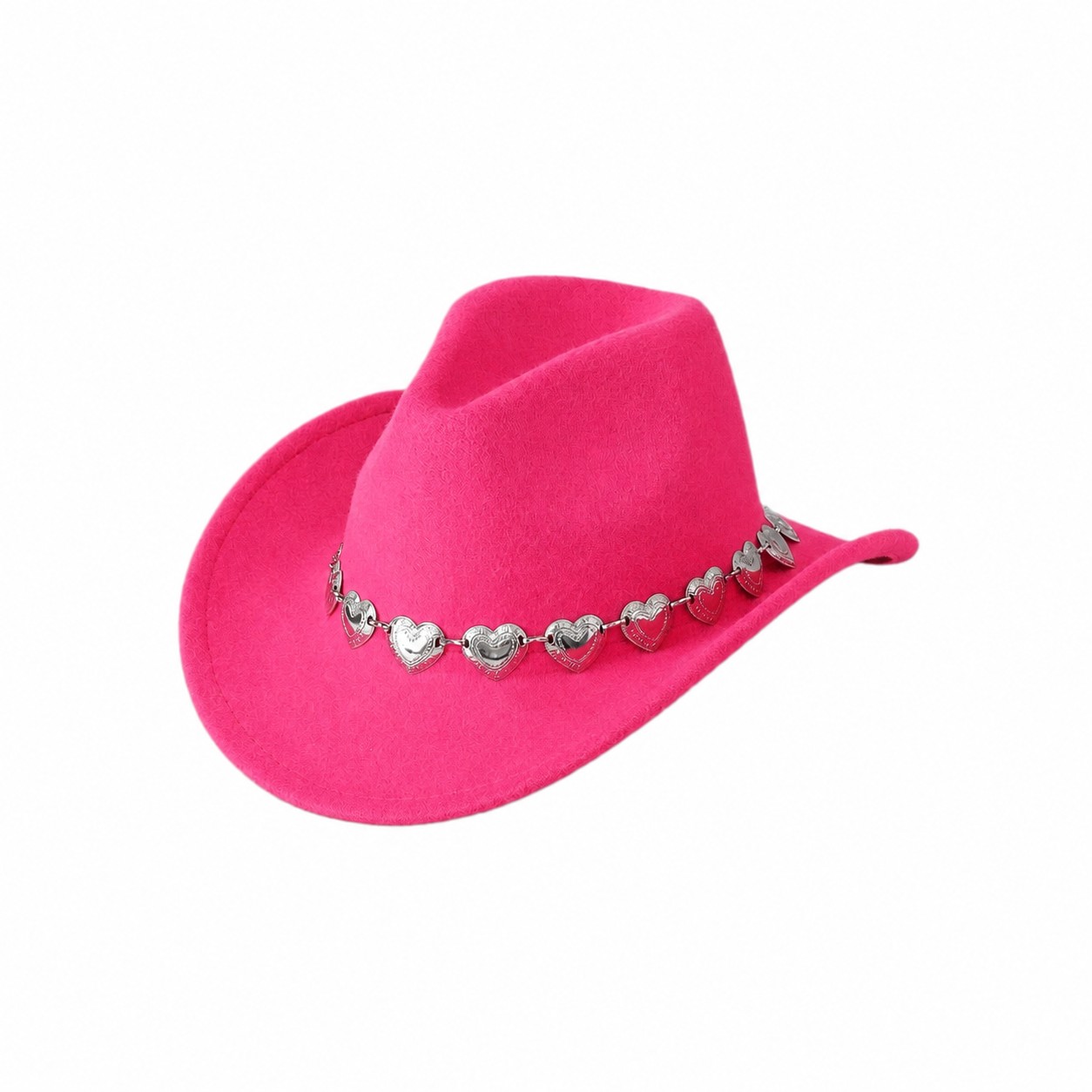Polyester Felt Heart Cowboy Hat — Rose Red