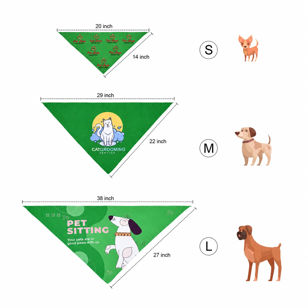 Washable Pet Triangle Bandanna — Green