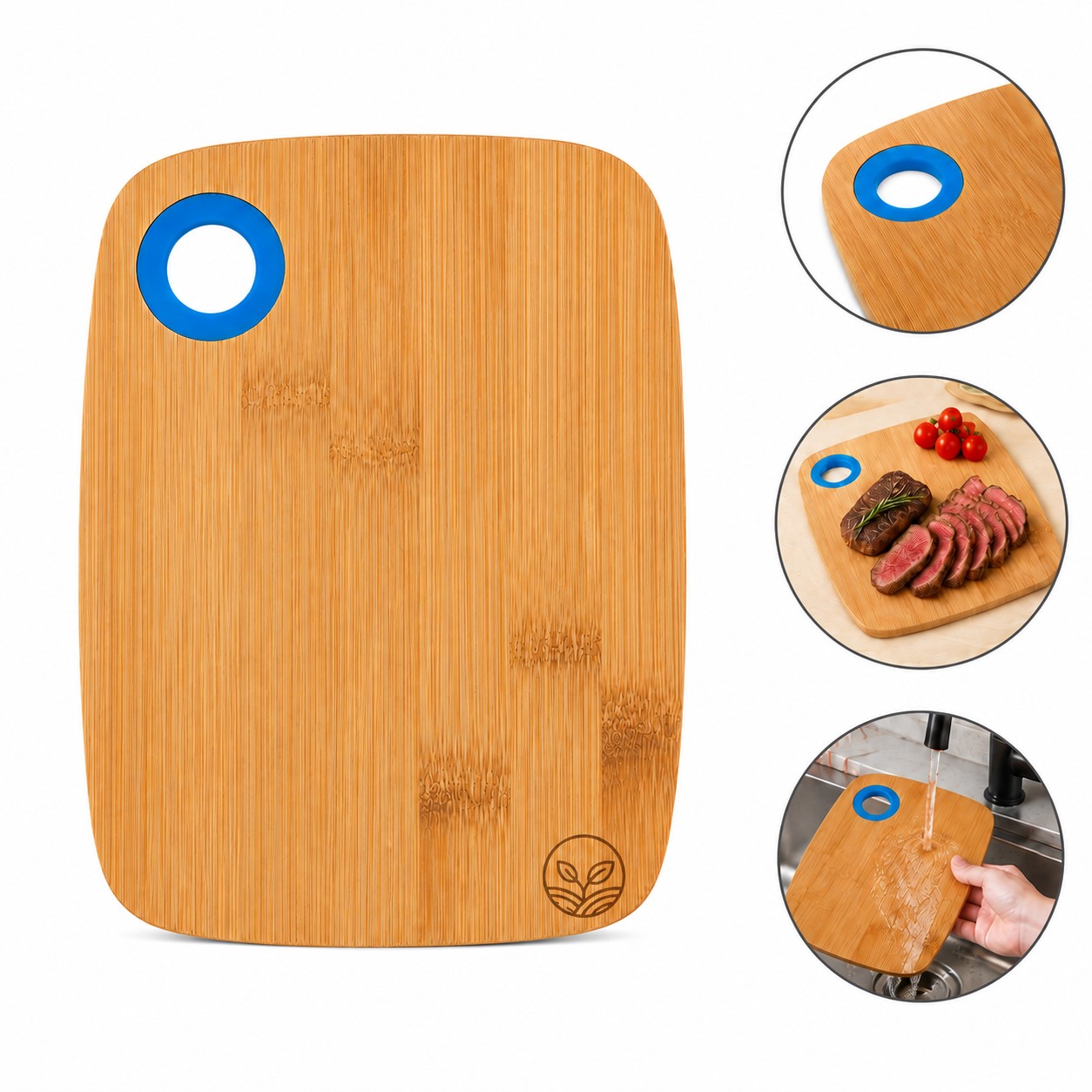 Bamboo Cutting Board With Silicone Ring