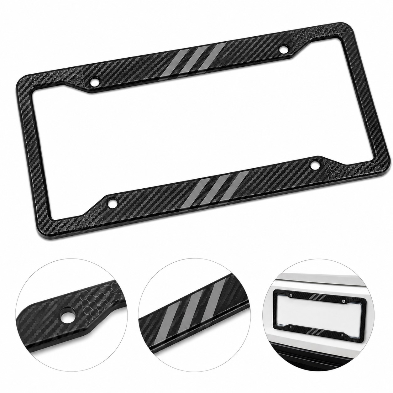 Zinc Alloy Four Hole License Plate Frame