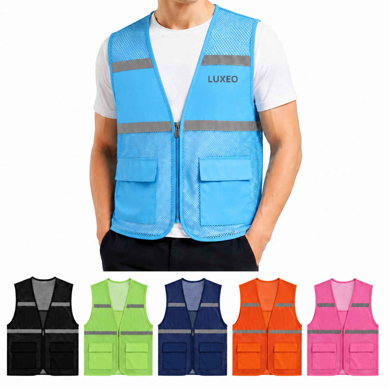 Reflective Polyester Mesh Pocket Vest