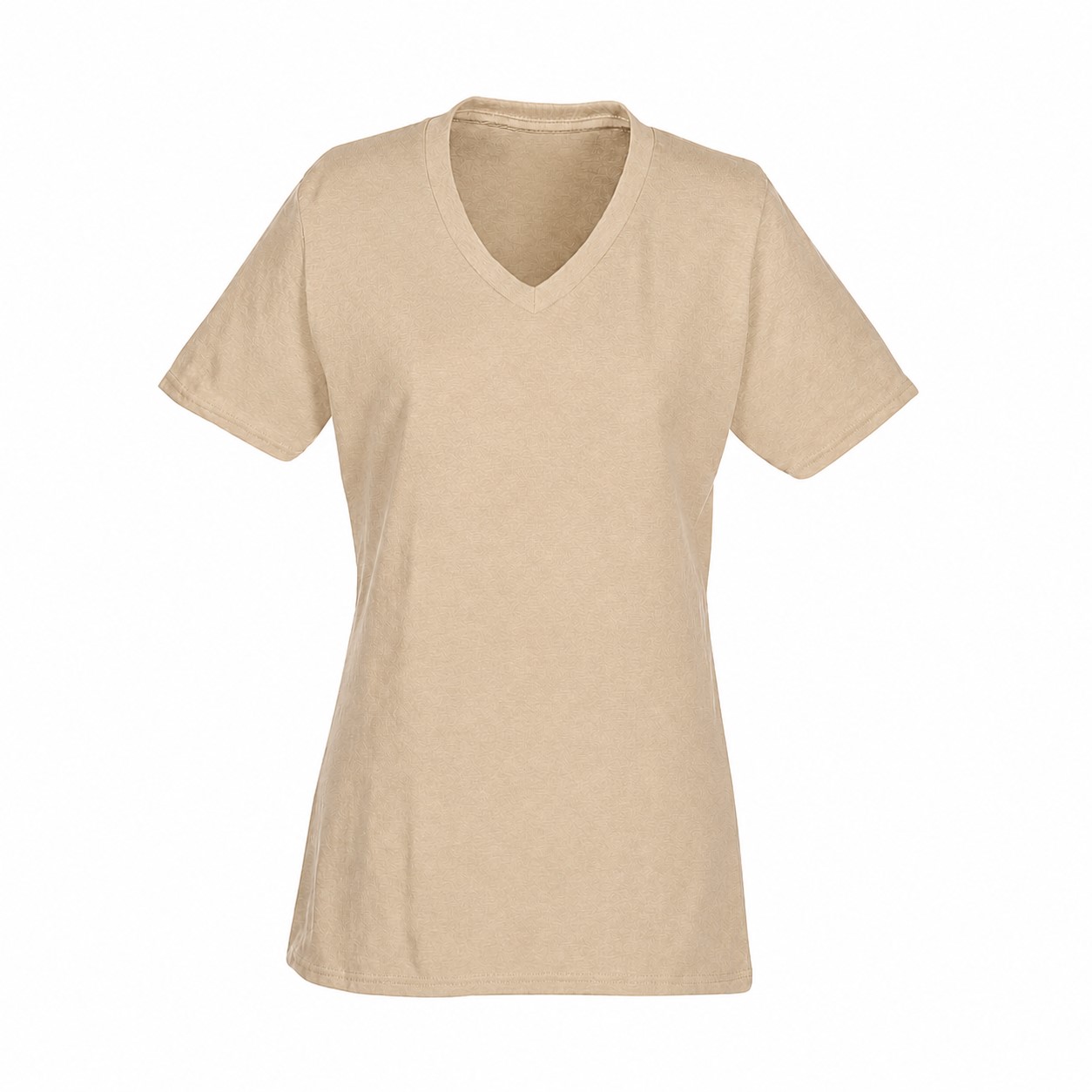 Ladies' Cotton V-Neck T-Shirt — Tan Beige