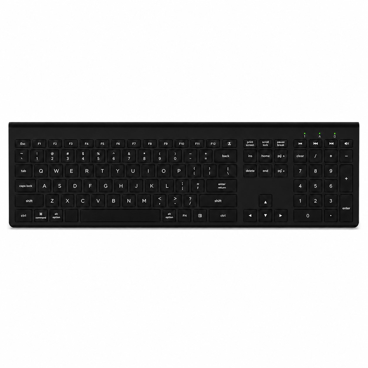 Full Size Rechargeable Wireless Keyboard — Black