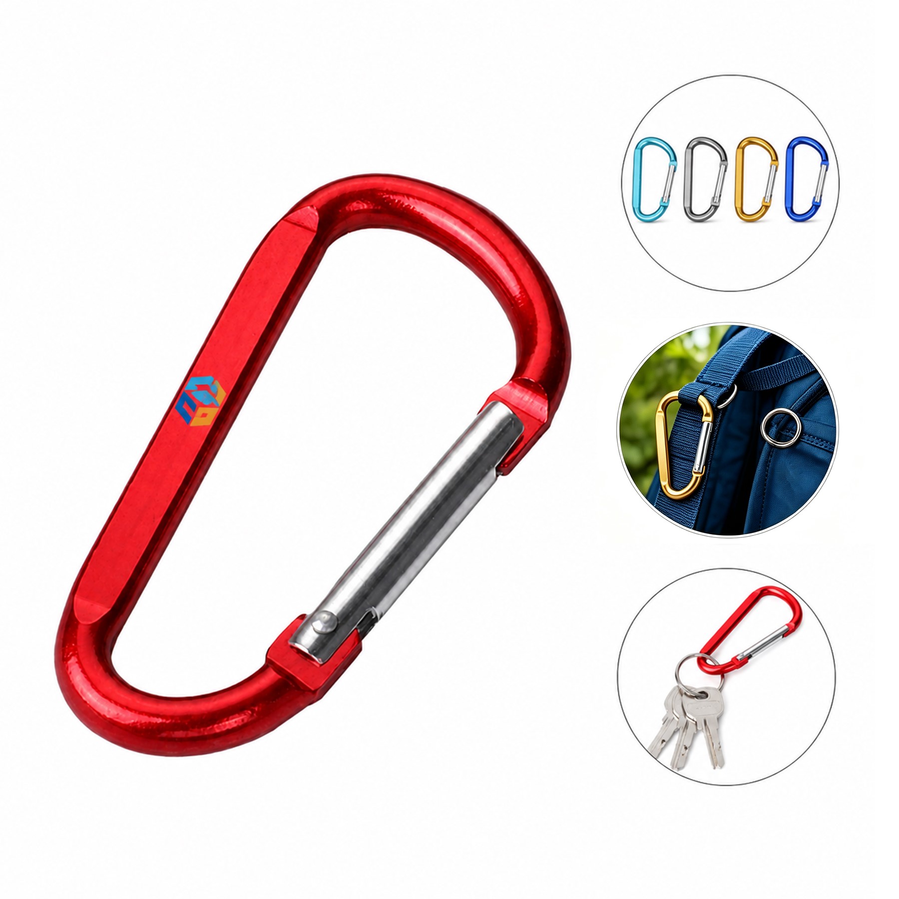 D Shape Aluminum Spring Gate Carabiner — view 1