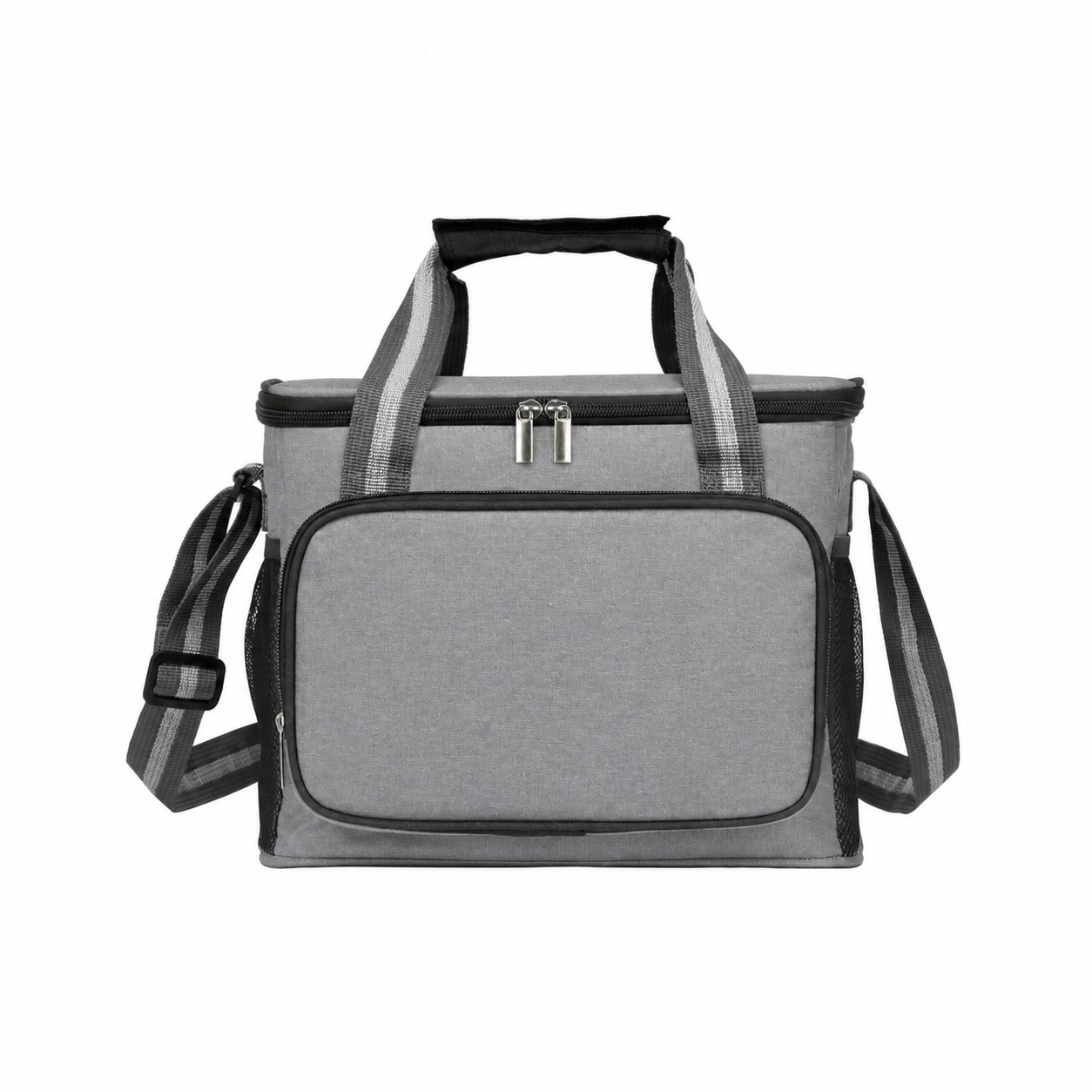 Zippered Storage 300D Polyester Lunch Cooler — Gray