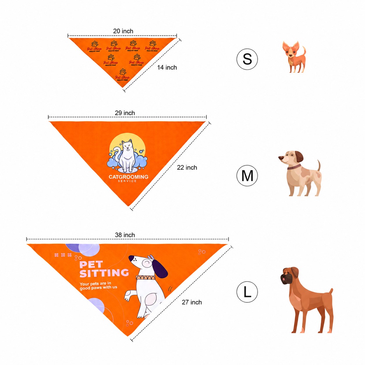 Washable Pet Triangle Bandanna — Orange