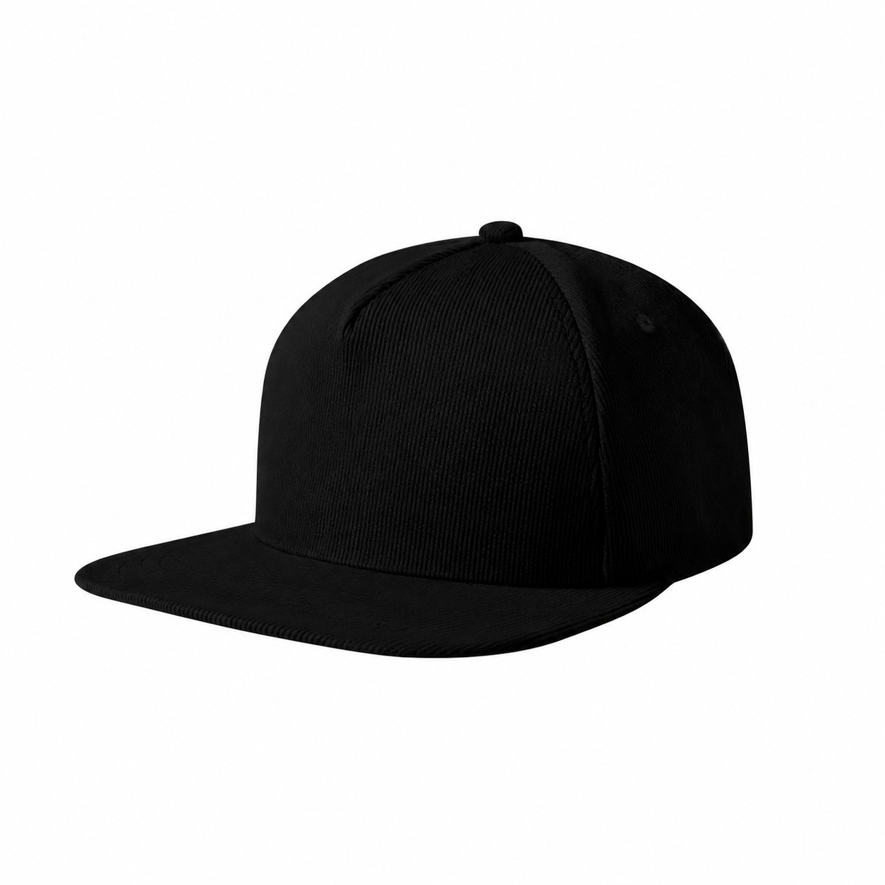 Corduroy Snapback Closure Cap — Black