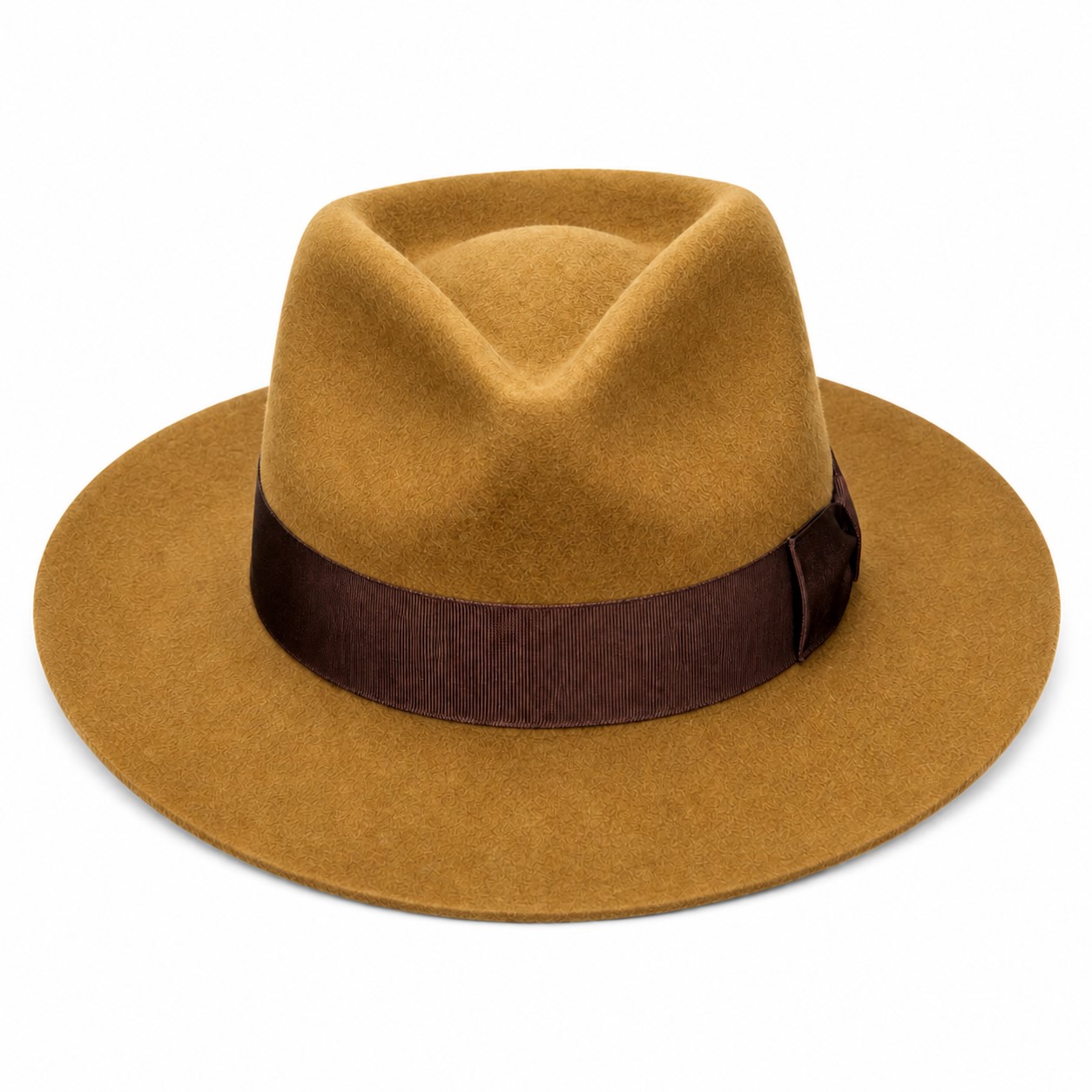 Western Wool Pinch Crown Fedora Hat — Bronze Gold