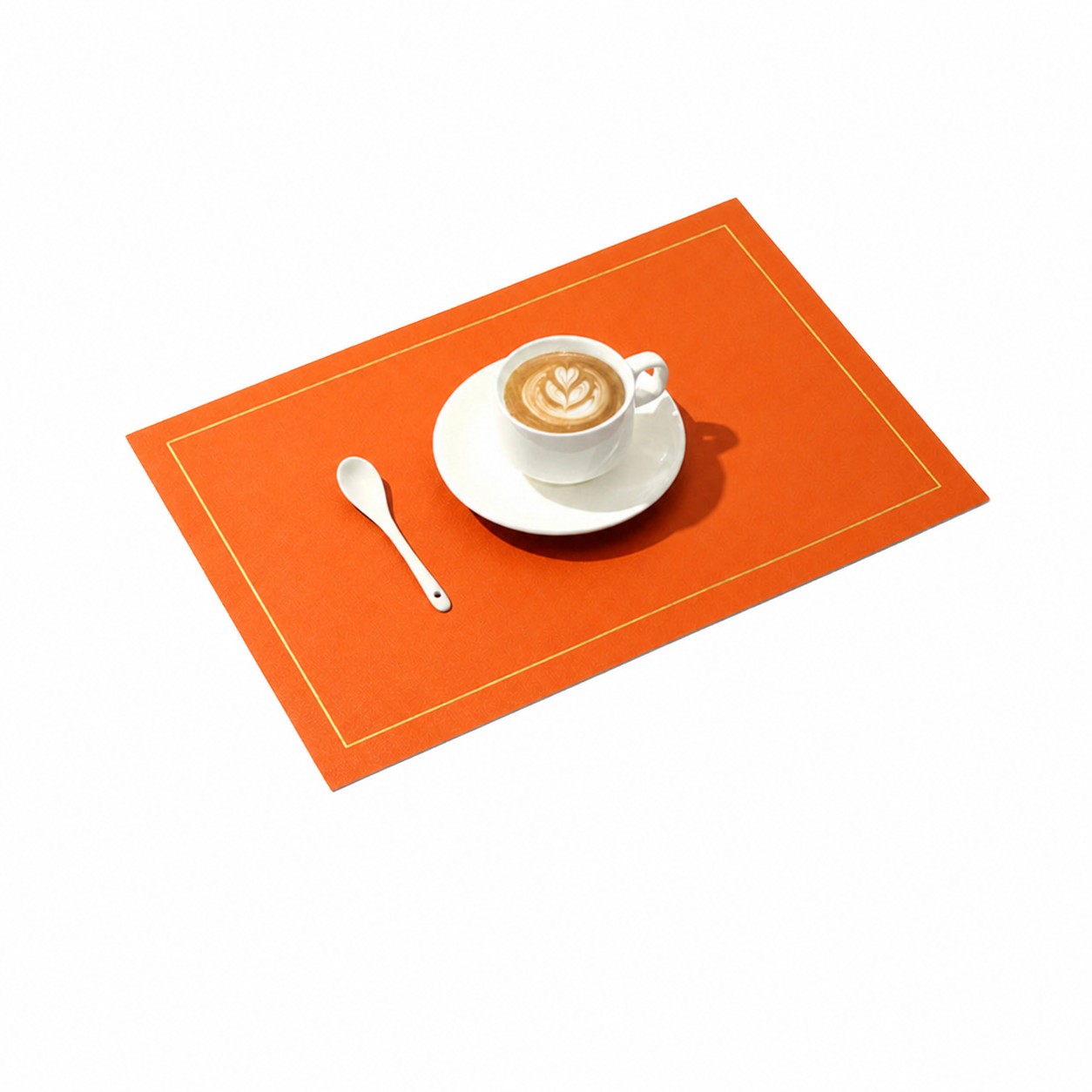 Embossed Leather Dining Placemat — Orange