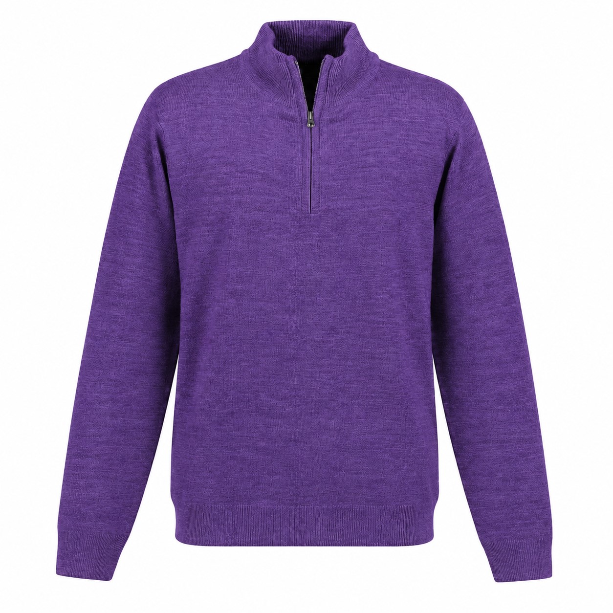 Acrylic Jersey Knit Quarter-Zip Sweater — Purple