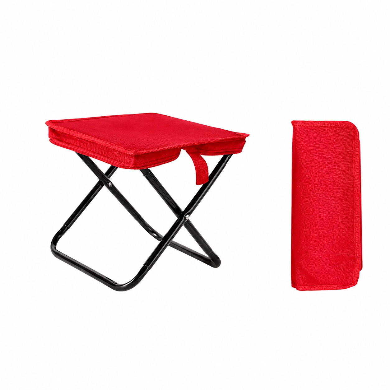 Zippered Carry Bag Folding Stool — Red