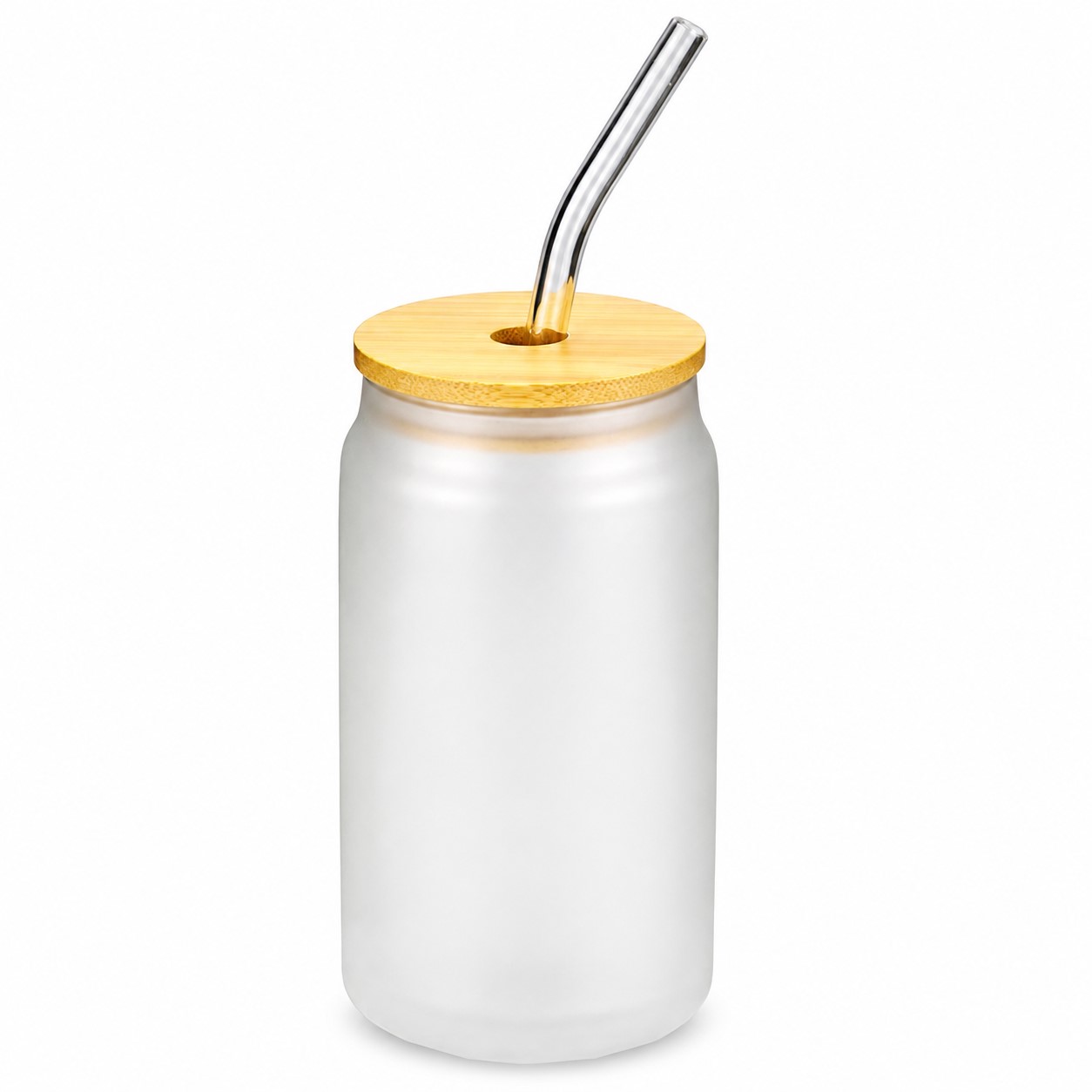 Can Shaped Glass Cup With Bamboo Lid — view 2