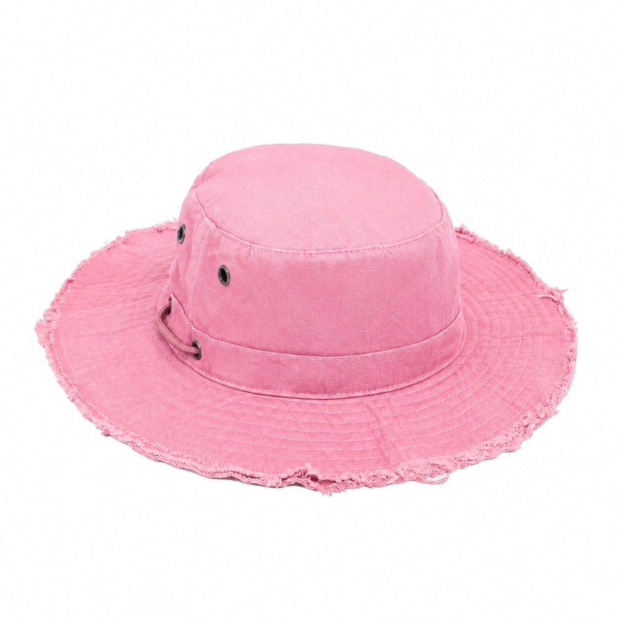 Cotton Frayed Boonie Sun Hat — Pink