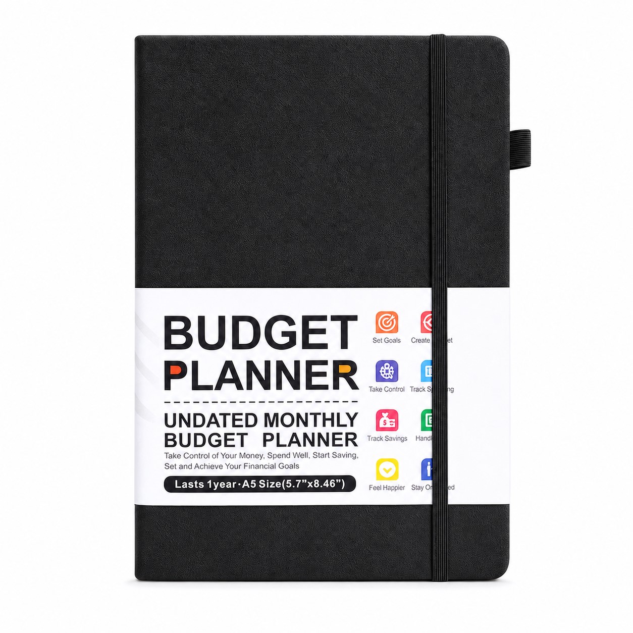 A5 Leather Budget Planner Journal — Black
