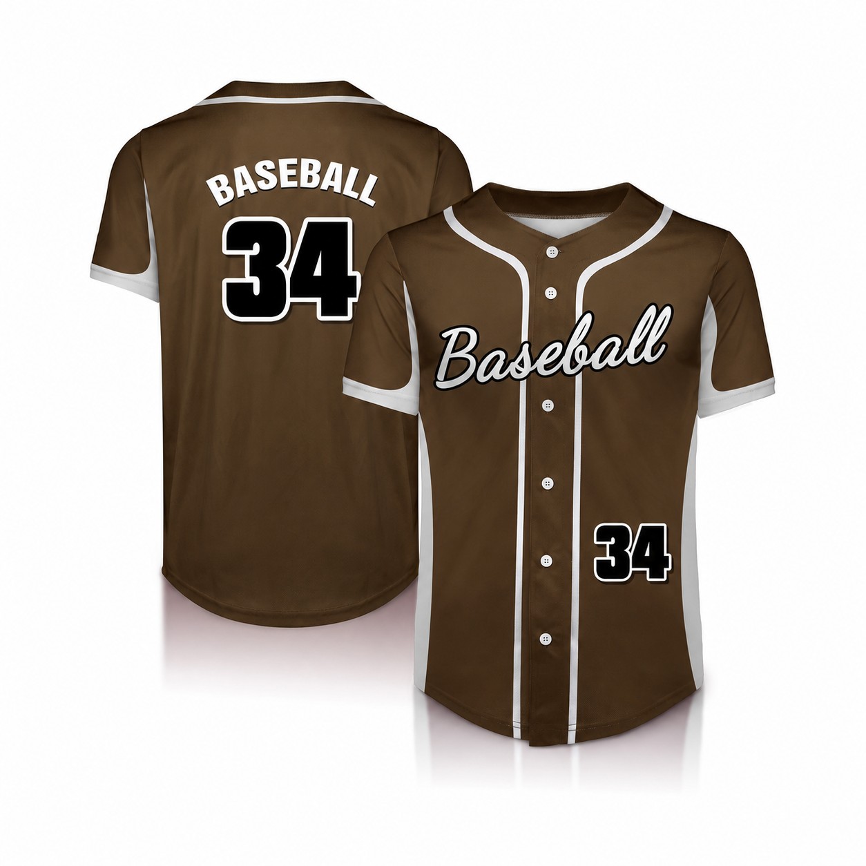 Interlock Mesh Fabric Sports Jersey — Brown