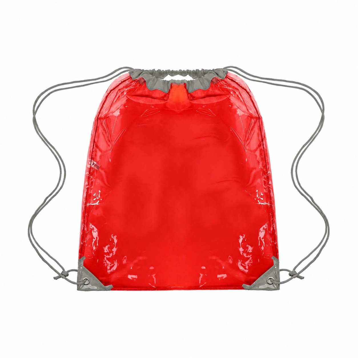 Clear PVC Drawstring Bag — Red