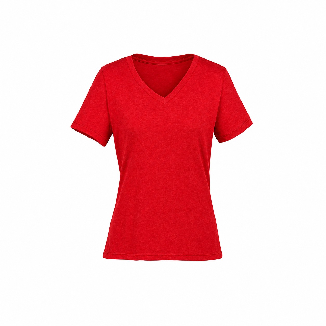 Ladies Heather Blend V Neck Tee — Red