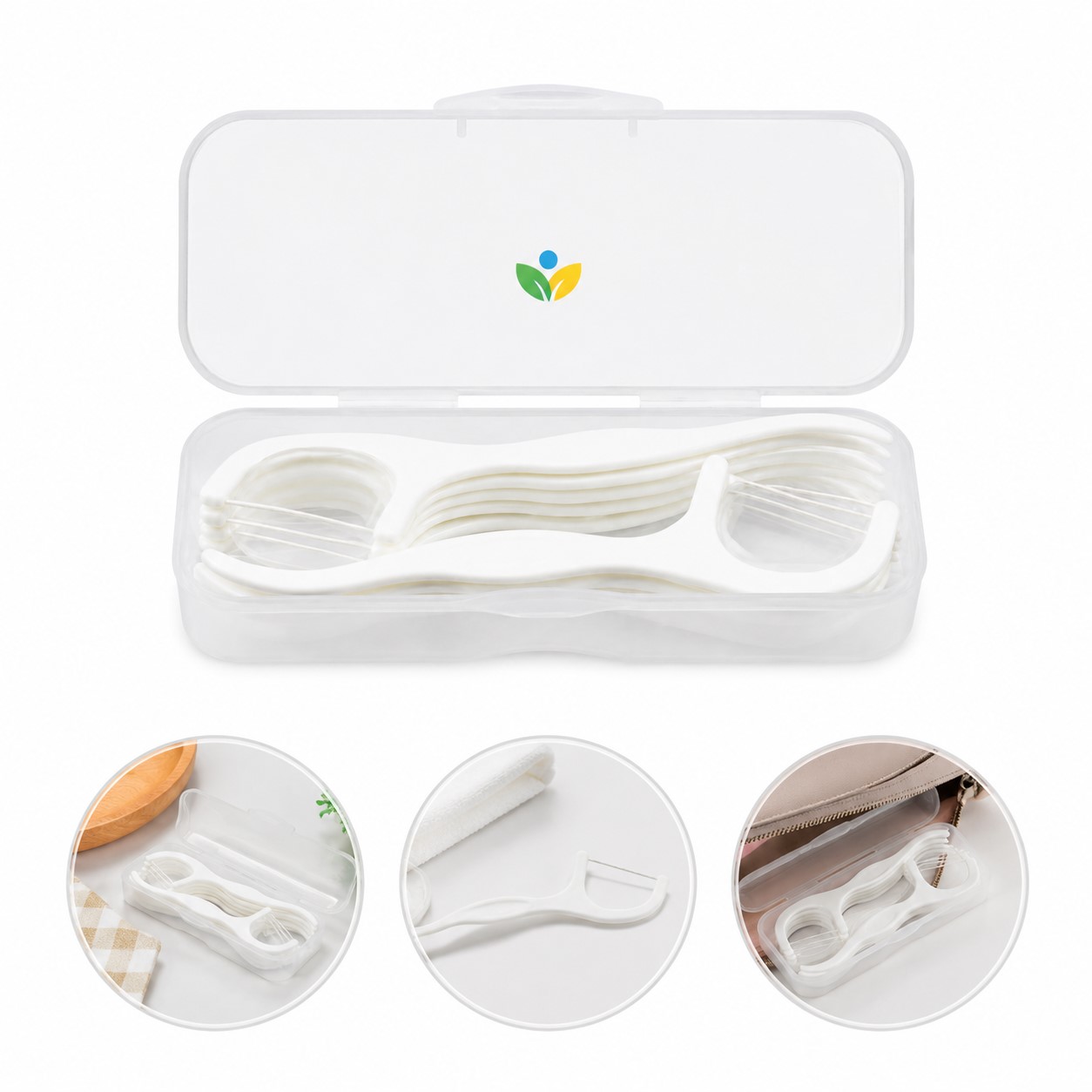 Compact Plastic Dental Floss Pick Set