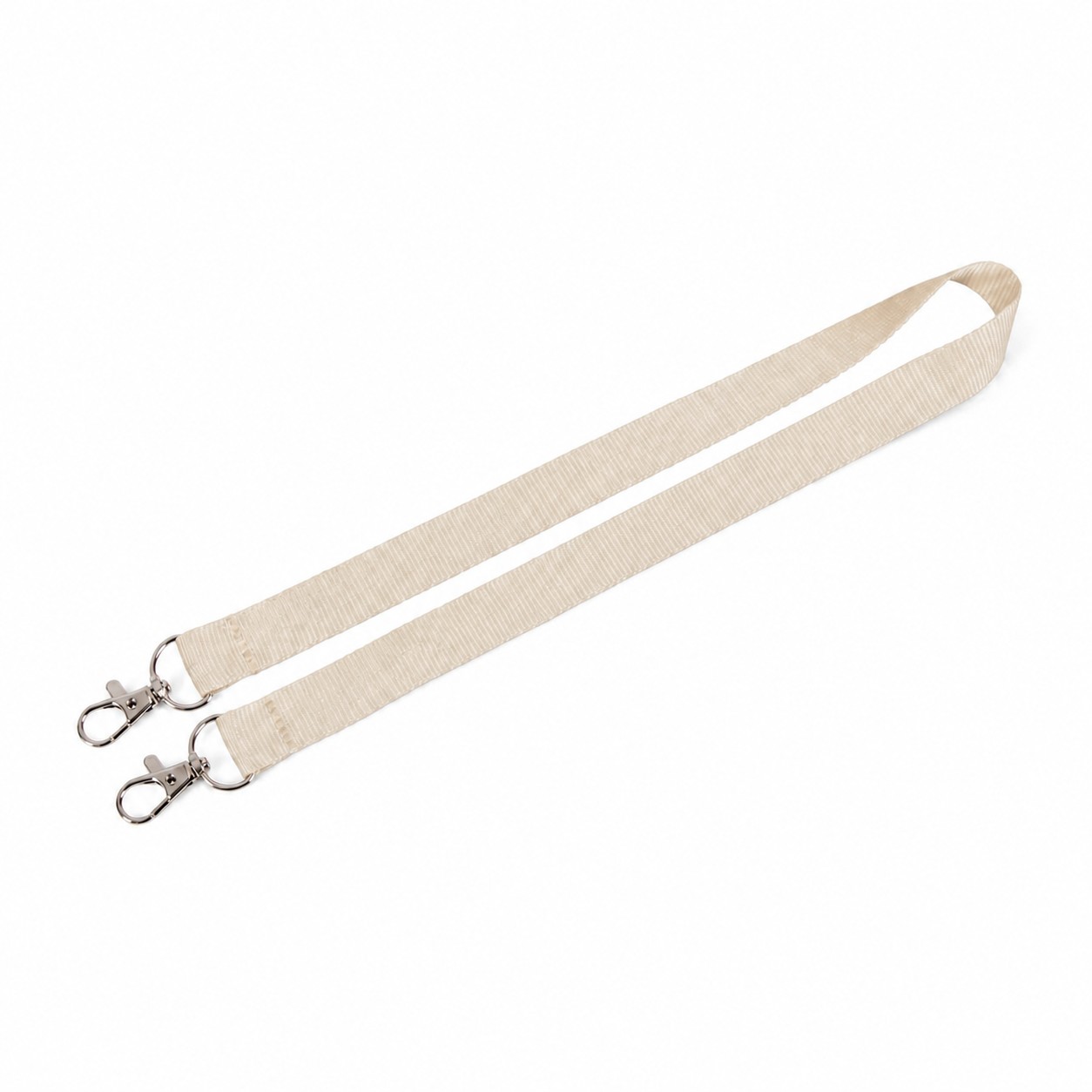 Polyester Dual Clip Lanyard — Natural Beige