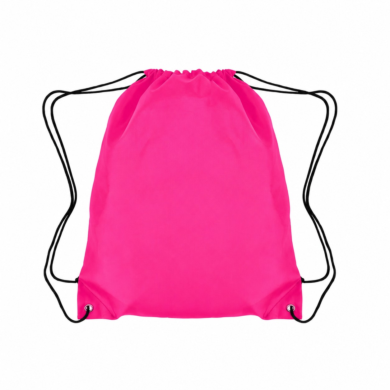 210D Polyester Grommet Detail Drawstring Bag — Fuchsia Pink