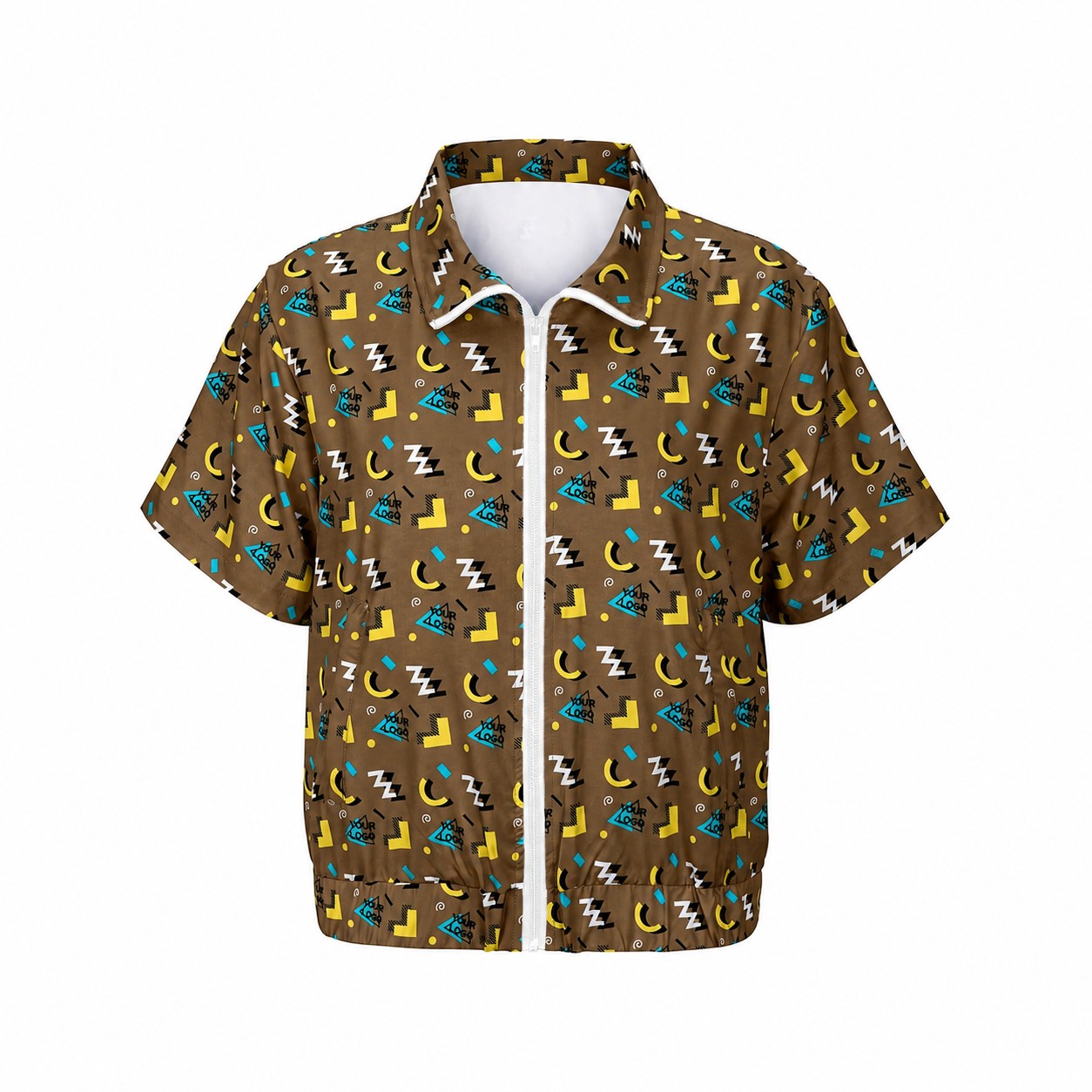 Retro Short Sleeve Zip Jacket — Brown