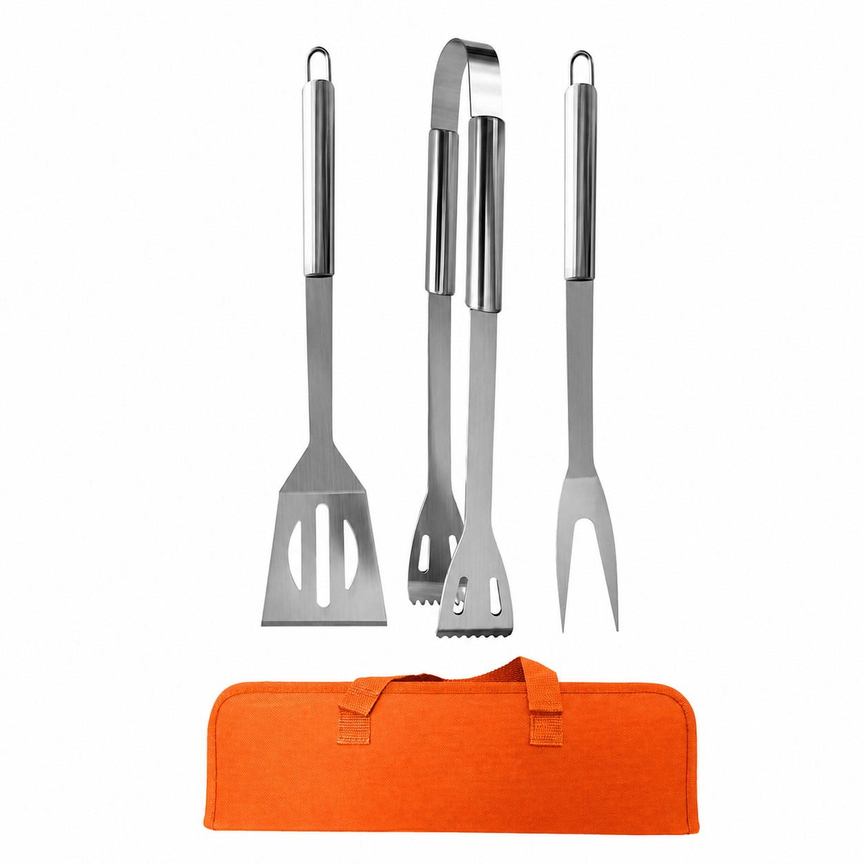 Three Piece Stainless Grill Set — Orange