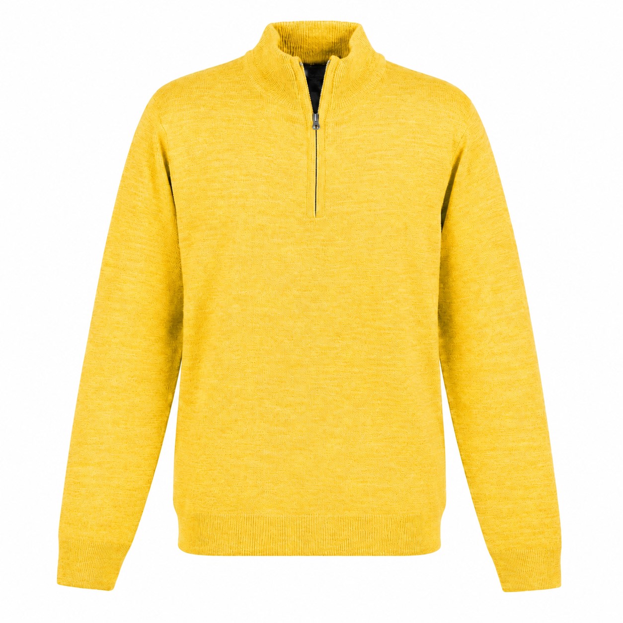 Acrylic Jersey Knit Quarter-Zip Sweater — Yellow