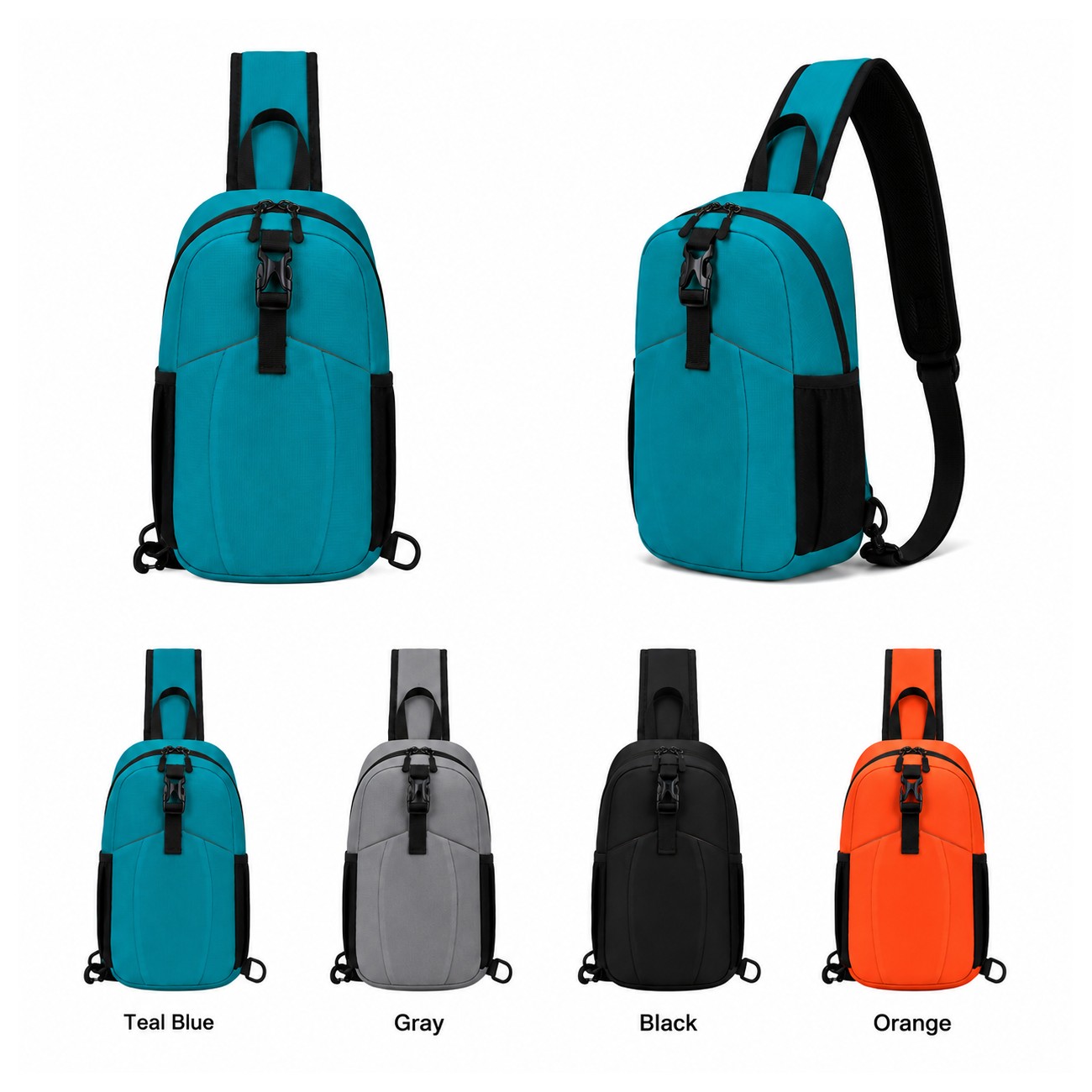 Nylon Front Pocket Crossbody Sling Bag