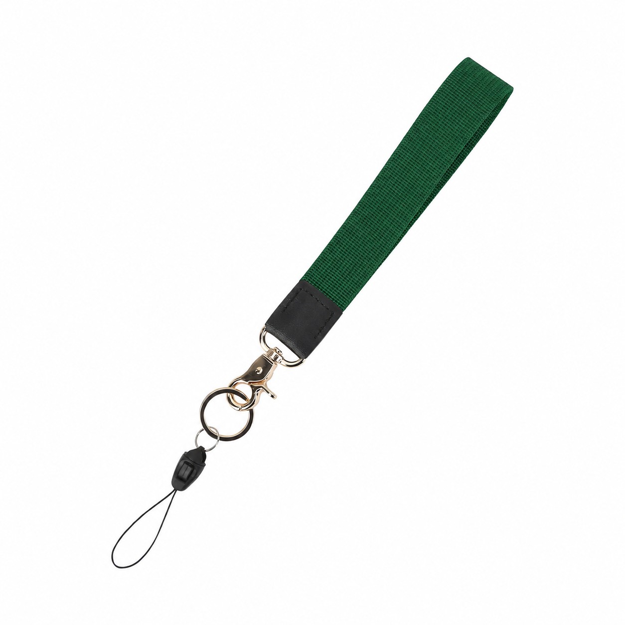 Polyester Wristlet Keychain Lanyard — Dark Green