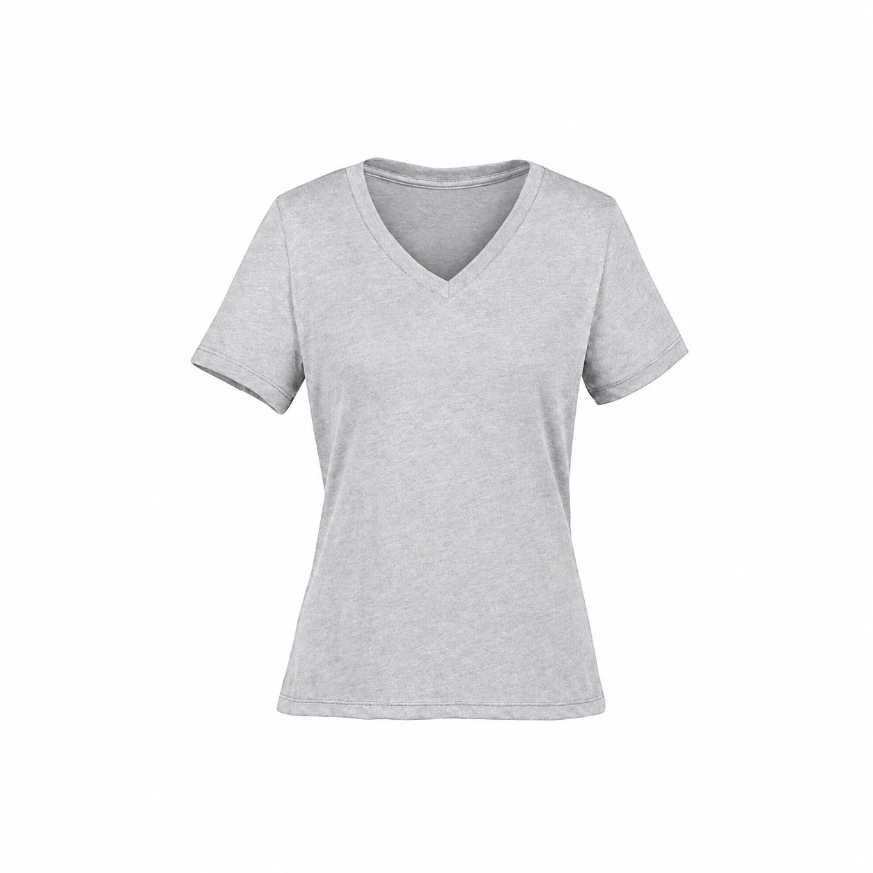 Ladies Heather Blend V Neck Tee — Silver