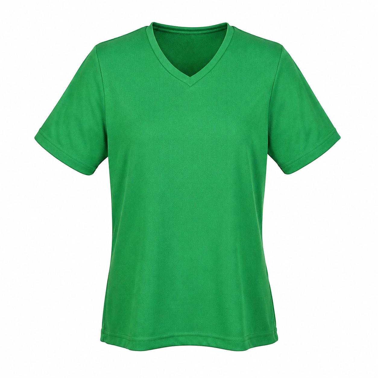 Ladies Mesh Polyester V Neck Shirt — Green