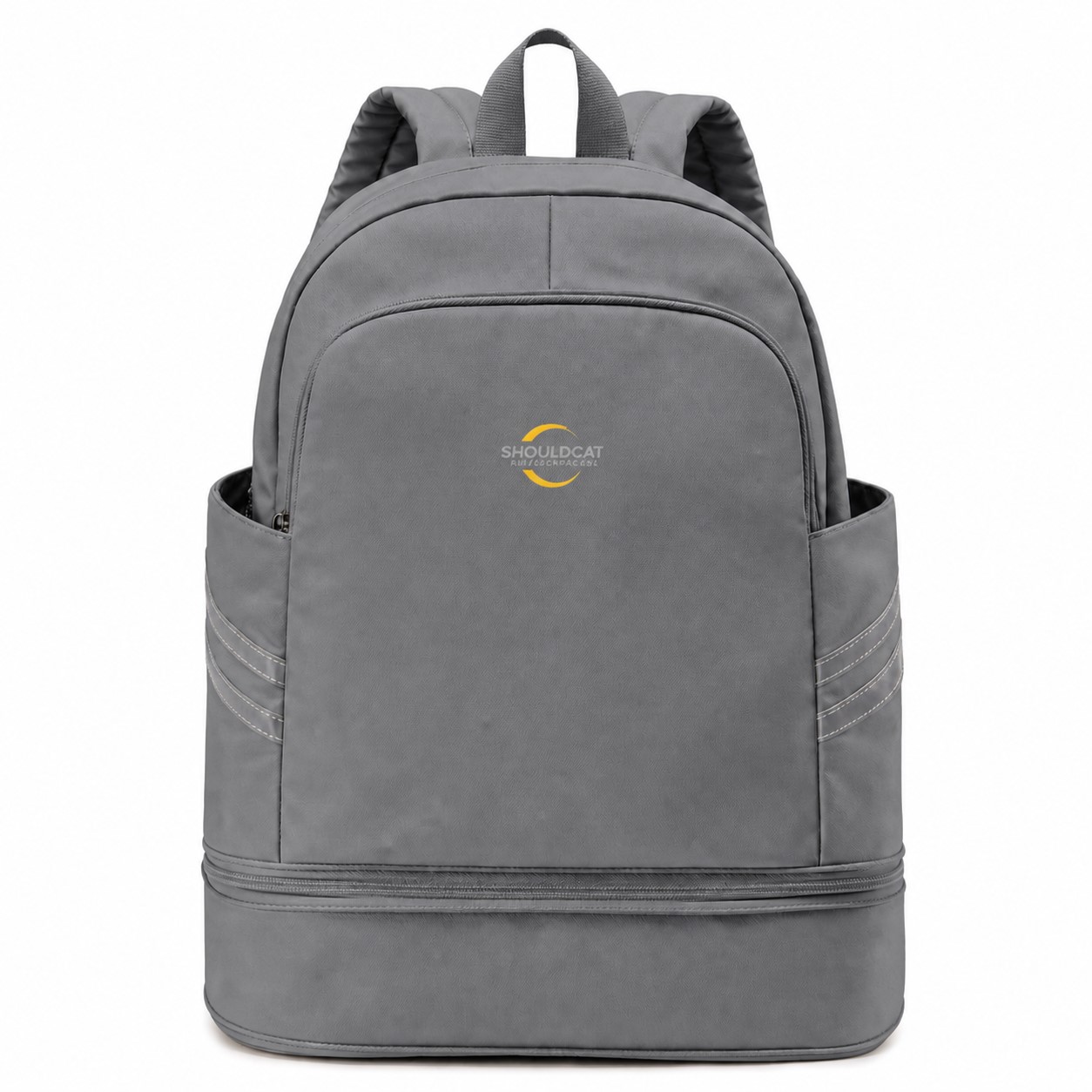 Nylon Gym Backpack With Shoe Compartment — Gray
