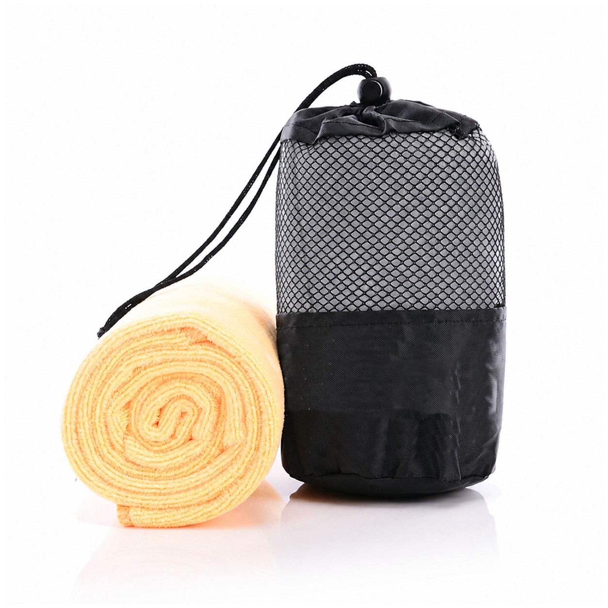 Microfiber Sports Towel With Mesh Sack — Gray