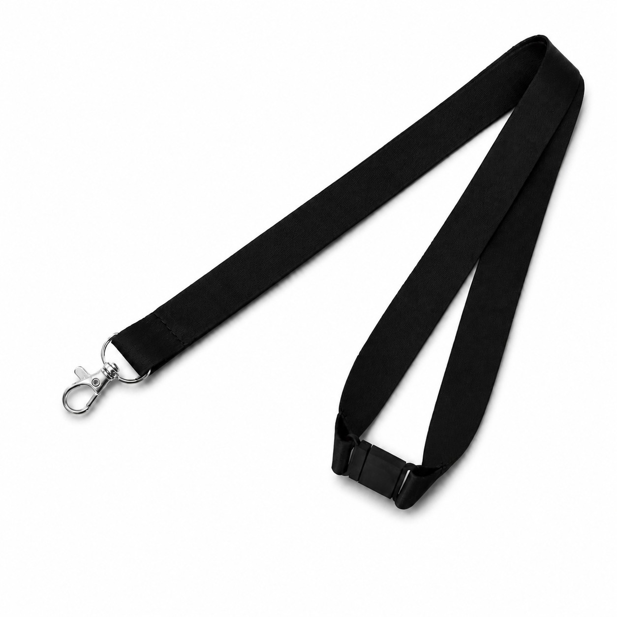 Polyester Breakaway Lobster Clip Lanyard — Black