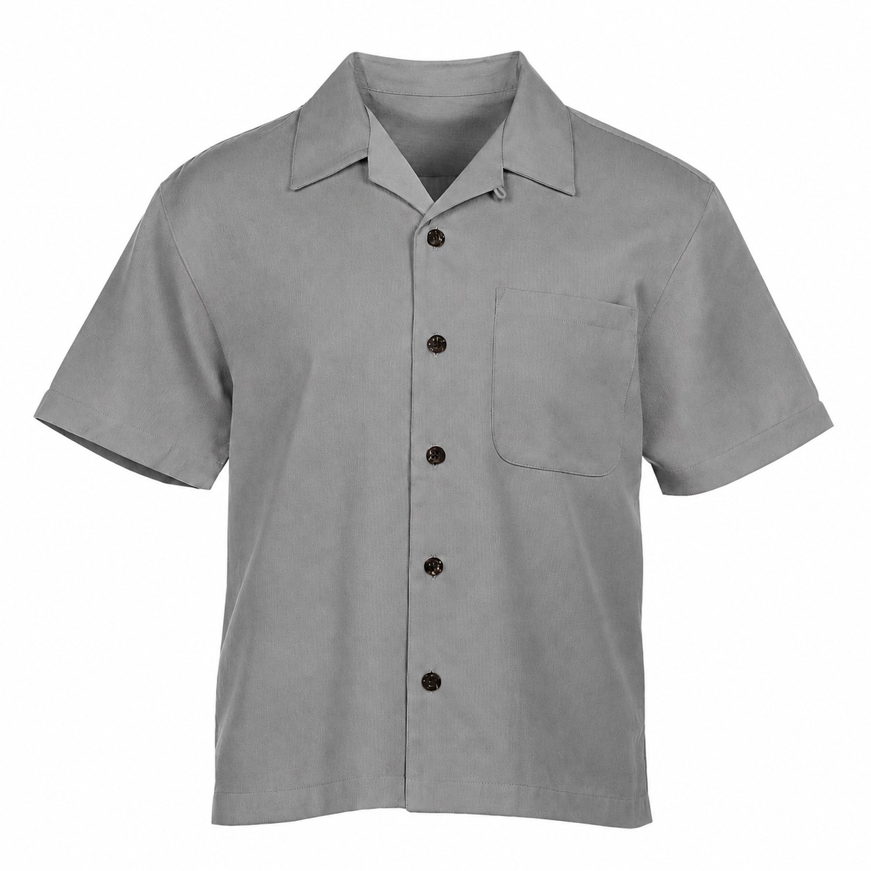 Men's Cotton Polyester Camp Shirt — Gray