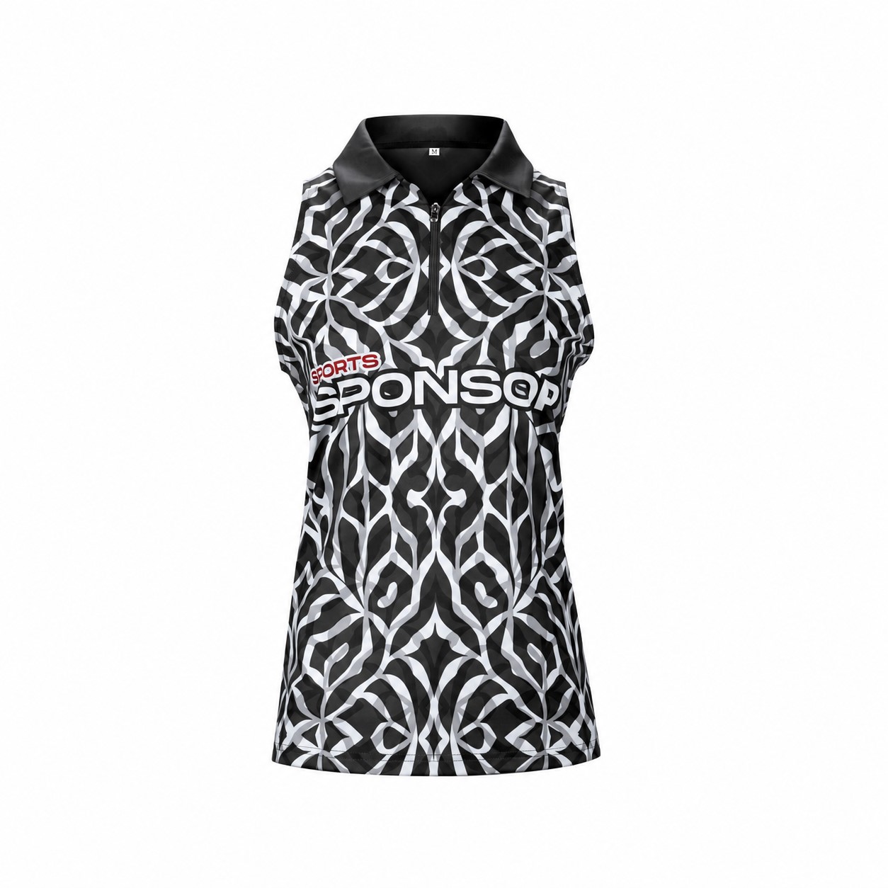Women's Sleeveless Athletic Polo Shirt — Black