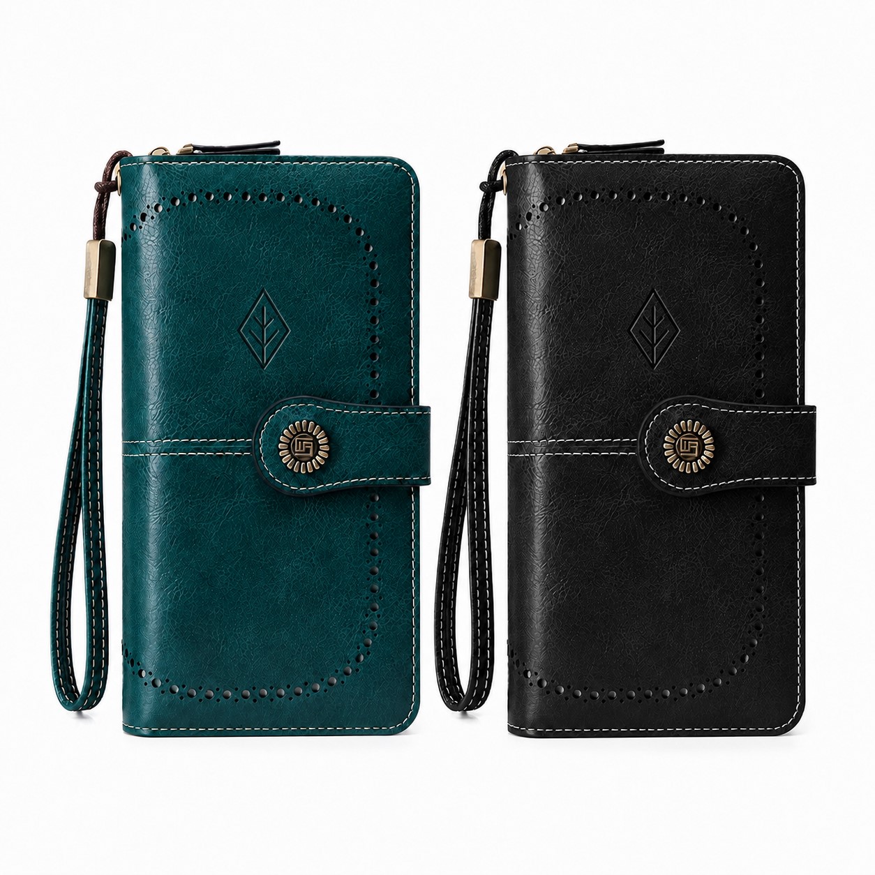Snap Closure Faux Leather Wristlet Coin Wallet