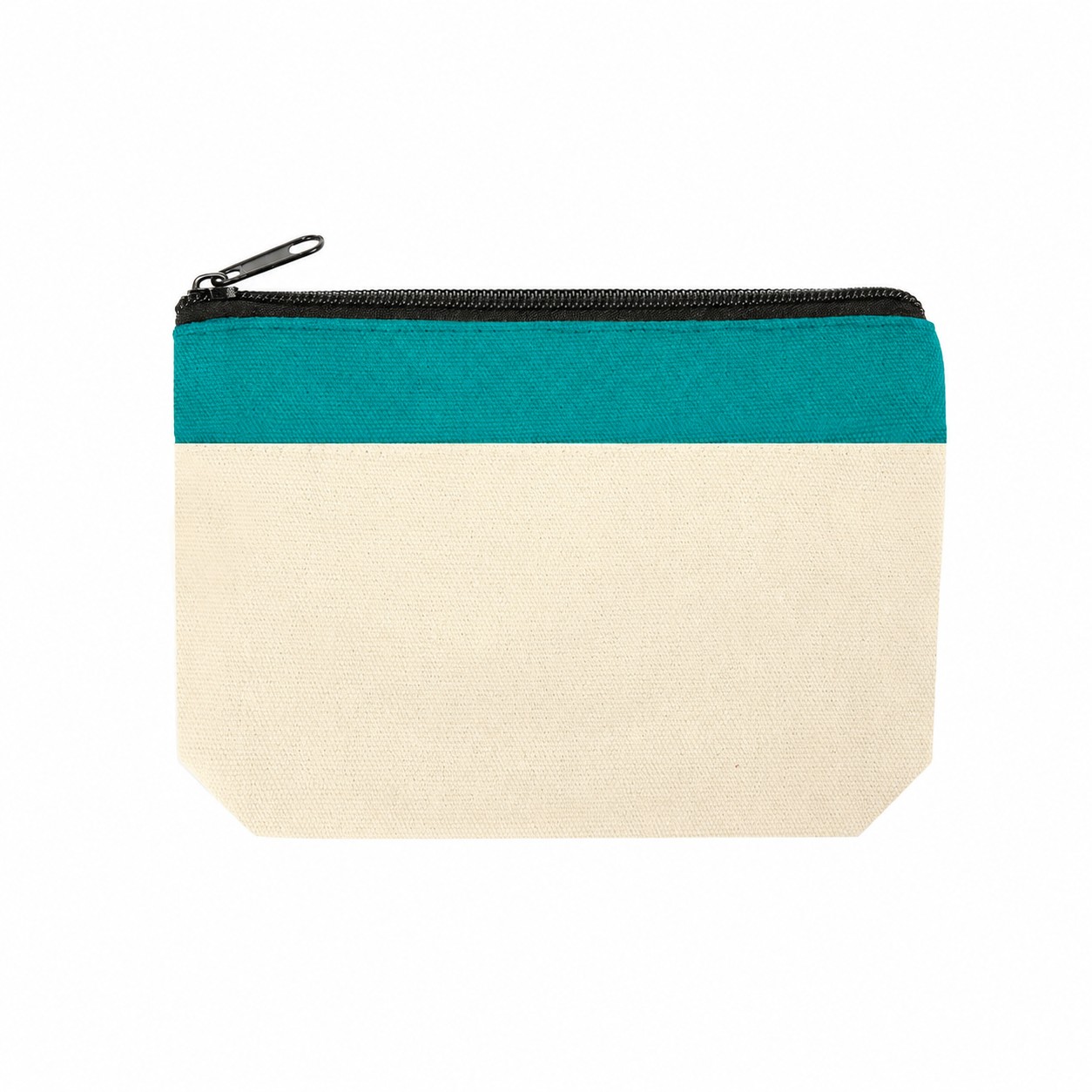 Cotton Canvas Zipper Pouch — Teal Blue